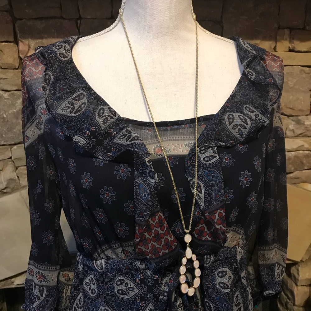 Banana Republic Boho Ruffle Dress Size 4 - Picture 2 of 8